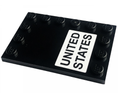 Tile, Modified 4 x 6 with Studs on Edges with 'UNITED STATES' on White Background Pattern (Sticker) - Set 10266