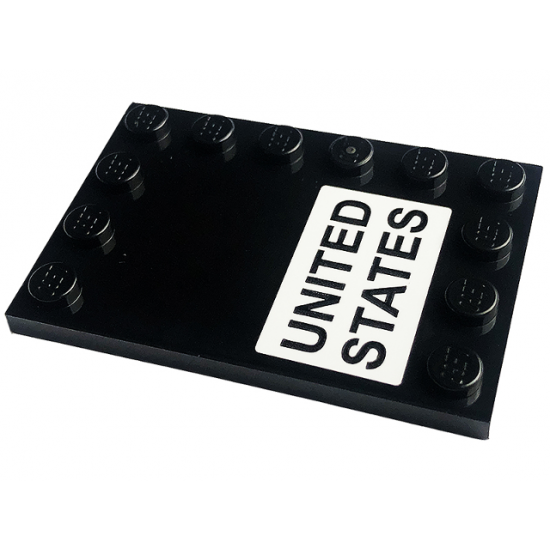 Tile, Modified 4 x 6 with Studs on Edges with 'UNITED STATES' on White Background Pattern (Sticker) - Set 10266