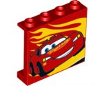 Panel 1 x 4 x 3 with Side Supports - Hollow Studs with Yellow Flames and Lightning McQueen Picture Pattern Model Right Side
