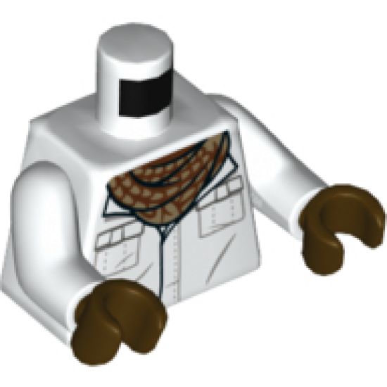 Torso Shirt, Dark Tan and Dark Red Neckerchief Pattern / White Arms / Dark Brown Hands