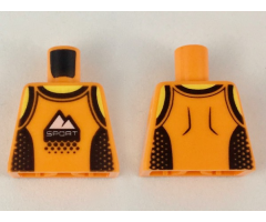 Torso, Tank Top with Black Straps and Side Panels, White Mountains and 'Sport' Logo Pattern