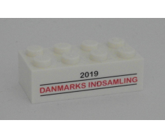 Brick 2 x 4 with Danmarks Indsamling 2019 Pattern