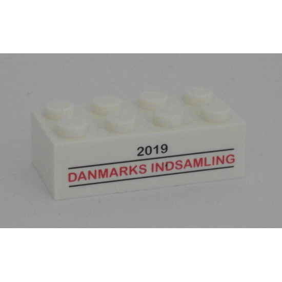 Brick 2 x 4 with Danmarks Indsamling 2019 Pattern