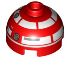 Brick, Round 2 x 2 Dome Top with White Pattern (R3-T2)