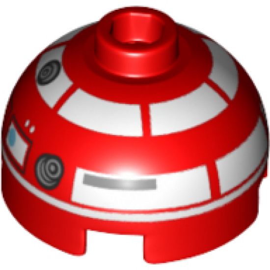 Brick, Round 2 x 2 Dome Top with White Pattern (R3-T2)