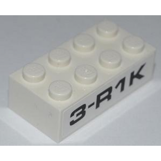 Brick 2 x 4 with Black '3-R1K' Pattern on Both Sides (Stickers) - Set 8186