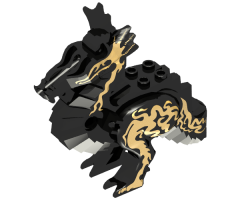 Animal, Body Part Dragon Classic Middle with Gold Oriental Flames on Both Sides Pattern