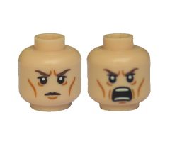 Minifigure, Head Dual Sided LotR Elrond Calm / Battle Rage Pattern - Blocked Open Stud