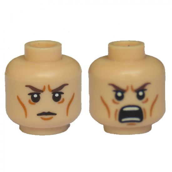 Minifigure, Head Dual Sided LotR Elrond Calm / Battle Rage Pattern - Blocked Open Stud