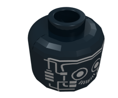 Minifigure, Head Alien with Robot Silver Pattern - Blocked Open Stud