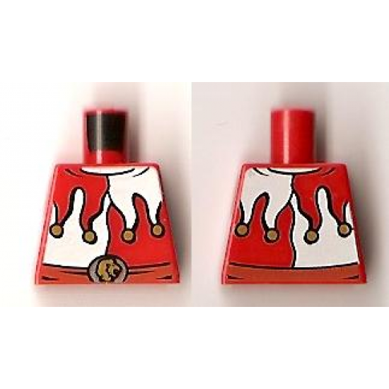 Torso Castle Kingdoms Red and White Jester's Collar, Lion head on Buckle Pattern