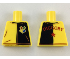 Torso Jerse with, Black on Left with Hogwarts Crest, Red 'Diggory' and Star on Back Pattern