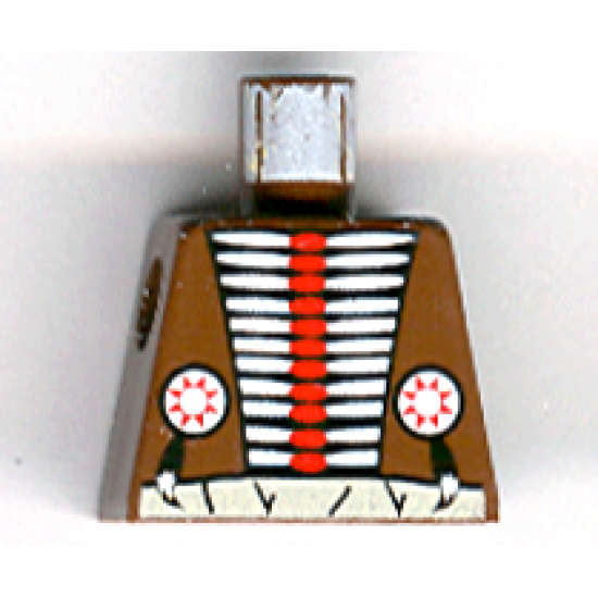 Torso Western Indians Red and White Armor and White Belt Pattern