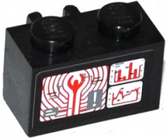 Brick, Modified 1 x 2 with Open O Clip Vertical with Graphs, Staff and Exclamation Mark on Screens Pattern (Sticker) - Set 76041