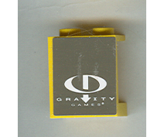 Panel 1 x 2 x 2 - Hollow Studs with White Gravity Games Logo on Dark Gray Background Pattern (Sticker) - Set 3538