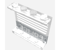 Panel 1 x 4 x 3 - Solid Studs with Black 'POLICE' Bar and White Stripes Pattern