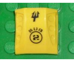 Slope, Curved 2 x 2 with 3 Side Ports Recessed with 'SUB 2' and Trident Pattern (Sticker) - Set 7774