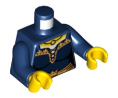 Torso Castle Fantasy Era Corset with Gold Crown and Trim Pattern (Maiden) / Dark Blue Arms / Yellow Hands