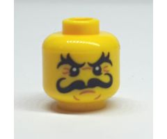 Minifigure, Head Black Bushy Eyebrows, Brown Crow's Feet, Black Curly Moustache Pattern - Hollow Stud
