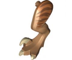 Animal, Body Part Dinosaur Leg Large (Rear) Raptor Left with Pin, Tan Claws and Dark Brown Stripes over Dark Orange Pattern