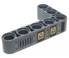 Technic, Liftarm 3 x 5 L-Shape Thick with White Triangles and Vent Grille Pattern Model Left Side (Sticker) - Set 70227