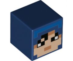 Minifigure, Head, Modified Cube with Minecraft Hex Face Pattern