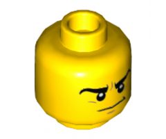 Minifigure, Head Dual Sided Black Eyebrows, Determined / Scared with Stone Cracks Pattern - Hollow Stud