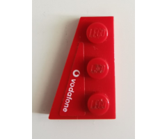 Wedge, Plate 3 x 2 Left with White 'vodafone' on Red Background Pattern (Sticker) - Set 8142