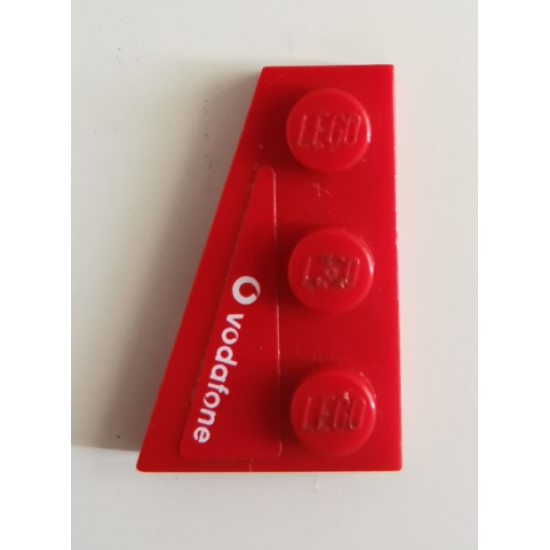 Wedge, Plate 3 x 2 Left with White 'vodafone' on Red Background Pattern (Sticker) - Set 8142