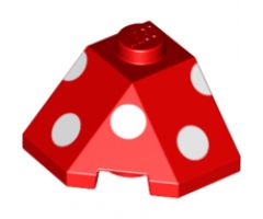 Wedge 2 x 2 (Slope 45 Corner) with White Polka Dots Pattern