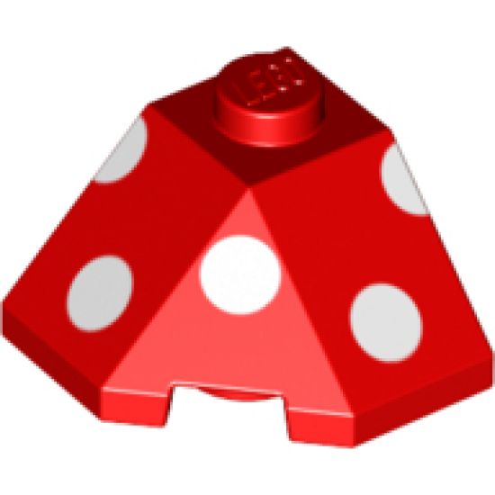 Wedge 2 x 2 (Slope 45 Corner) with White Polka Dots Pattern
