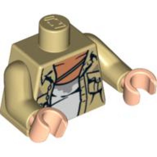 Torso Open Shirt with 2 Pockets, Undershirt and Stains Pattern / Tan Arms / Light Nougat Hands