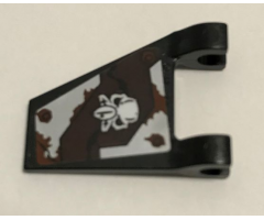 Flag 2 x 2 Trapezoid with Metal Plates, Vulture Skull and Reddish Brown Splatters Pattern Model Left Side (Sticker) - Set 70228