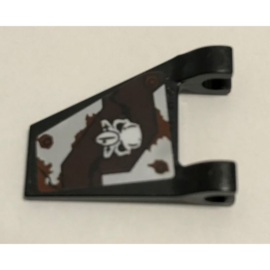 Flag 2 x 2 Trapezoid with Metal Plates, Vulture Skull and Reddish Brown Splatters Pattern Model Left Side (Sticker) - Set 70228