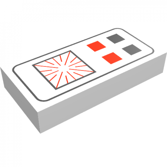 Tile 1 x 2 with Red and Black Buttons Computer Pattern