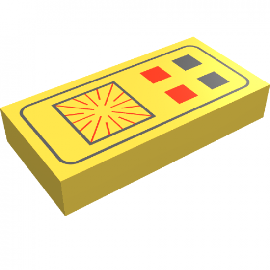 Tile 1 x 2 with Red and Black Buttons Computer Pattern