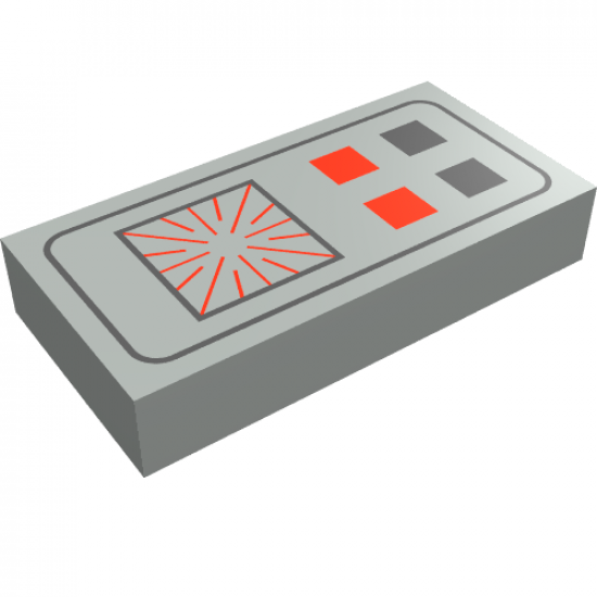 Tile 1 x 2 with Red and Black Buttons Computer Pattern
