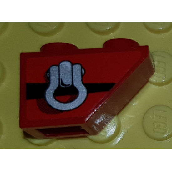 Slope, Inverted 45 2 x 1 with Clevis Shackle Loop and Black Stripe on Red Background Pattern Model Right Side (Sticker) - Set 8863