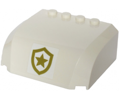 Windscreen 5 x 6 x 2 Curved Top Canopy with 4 Studs with Police Gold Star Badge Logo on White Background Pattern (Sticker) - Set 60244