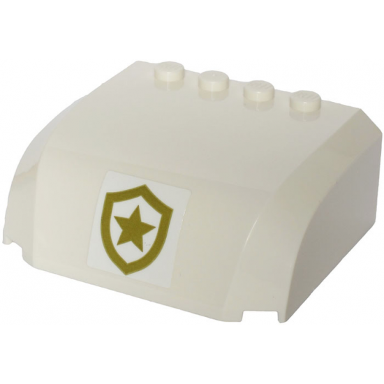 Windscreen 5 x 6 x 2 Curved Top Canopy with 4 Studs with Police Gold Star Badge Logo on White Background Pattern (Sticker) - Set 60244