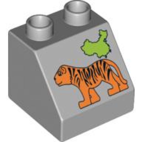 Duplo, Brick 2 x 2 x 1 1/2 Slope 45 with China Map and Tiger Pattern