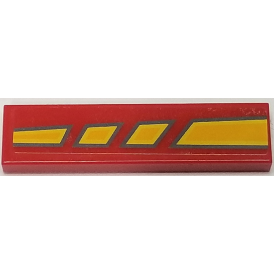 Tile 1 x 4 with Bright Light Orange and Dark Bluish Gray Tapered and Broken Lines Pattern Model Right Side (Sticker) - Set 10200