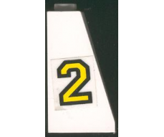 Slope 75 2 x 2 x 3 - Hollow Studs with Yellow Number 2 with Black Outline Pattern, Model Right (Sticker) - Set 6483