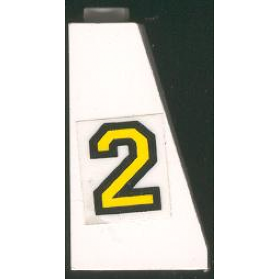 Slope 75 2 x 2 x 3 - Hollow Studs with Yellow Number 2 with Black Outline Pattern, Model Right (Sticker) - Set 6483