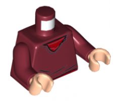 Torso V-Neck Sweater, Red Shirt and Belt Pattern / Dark Red Arms / Light Nougat Hands