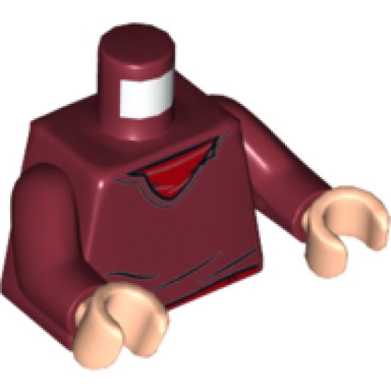 Torso V-Neck Sweater, Red Shirt and Belt Pattern / Dark Red Arms / Light Nougat Hands