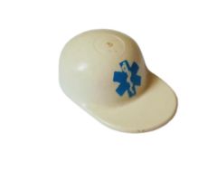 Minifigure, Headgear Cap - Long Flat Bill with Blue EMT Star of Life Pattern