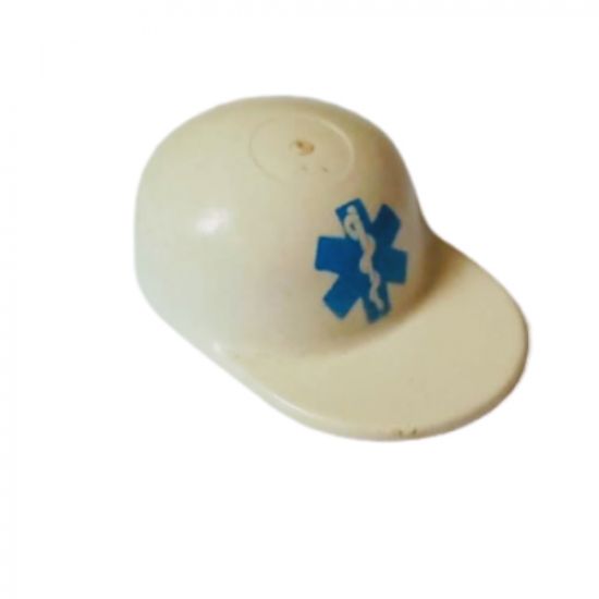 Minifigure, Headgear Cap - Long Flat Bill with Blue EMT Star of Life Pattern