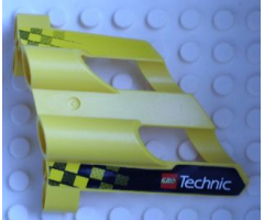 Technic, Panel Fairing # 2 Large Short, Large Holes, Side B with Checkered Flags and LEGO TECHNIC Logo Pattern (Stickers) - Set 8445