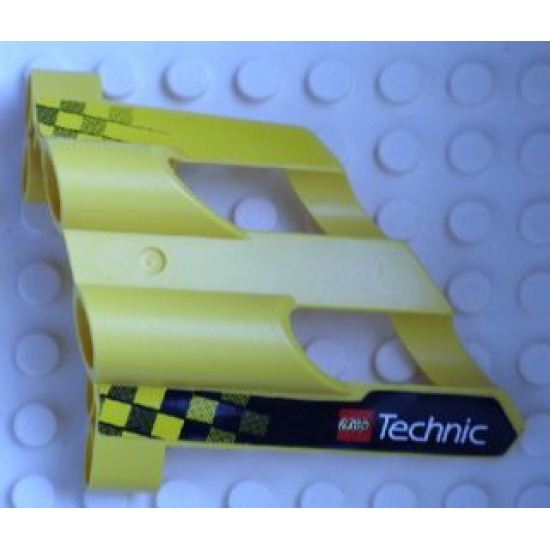 Technic, Panel Fairing # 2 Large Short, Large Holes, Side B with Checkered Flags and LEGO TECHNIC Logo Pattern (Stickers) - Set 8445